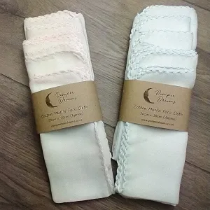 100% Natural Cotton Coloured Edge Muslin Face Cloth