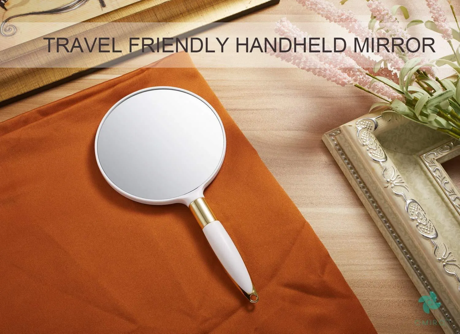 1PC Round Handheld Makeup Mirror Retro European Style Mirror Portable Cosmetic Mirror Gift Mirror for Women Girls Ladies (White)