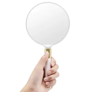1PC Round Handheld Makeup Mirror Retro European Style Mirror Portable Cosmetic Mirror Gift Mirror for Women Girls Ladies (White)