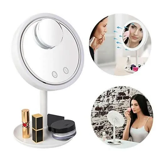 5X LED Makeup Mirror with Cooling Breeze & Illuminating Light