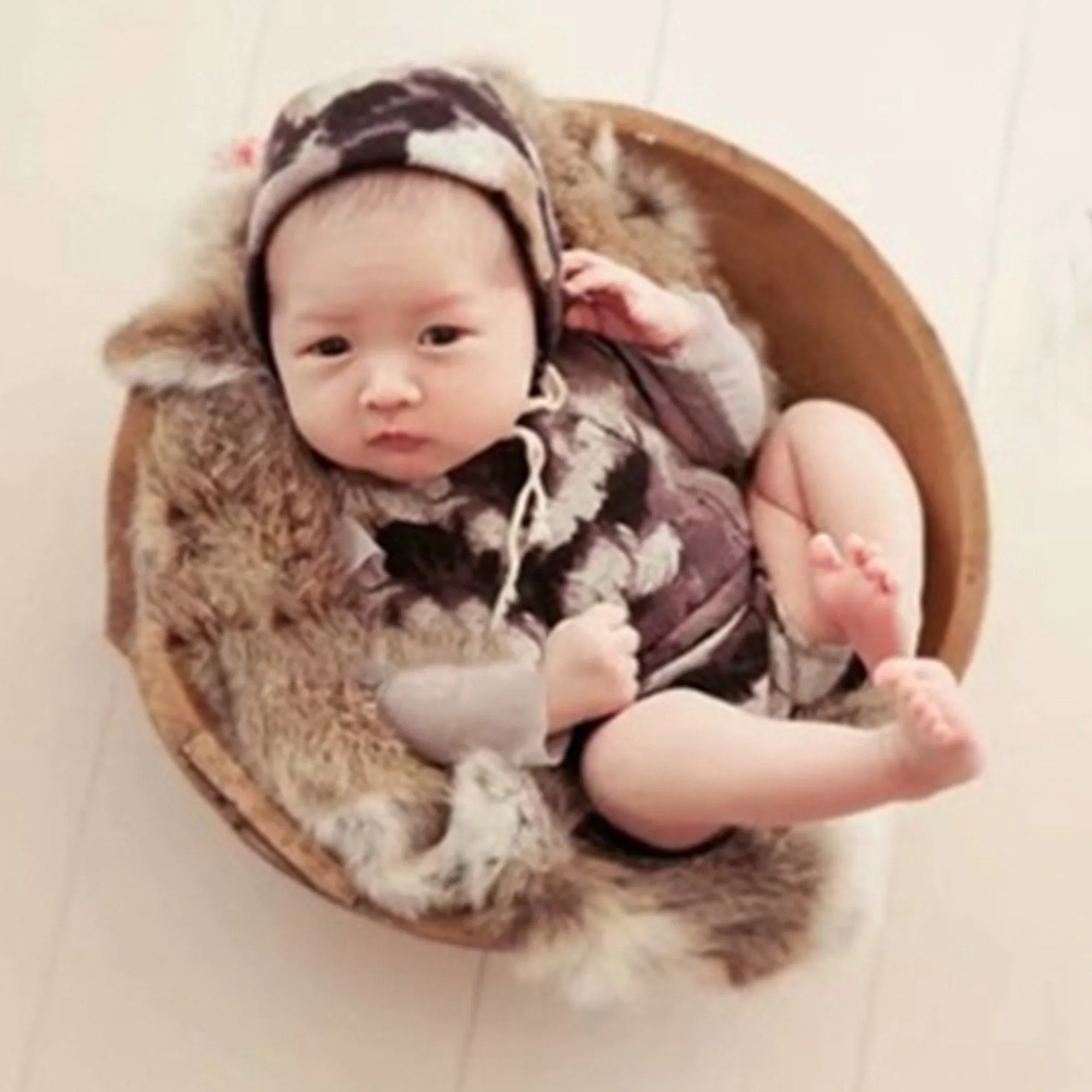 Babymoon Rabbit Fur | Basket Filler | Baby Photography Props | Dual Tone | Coffee Cream