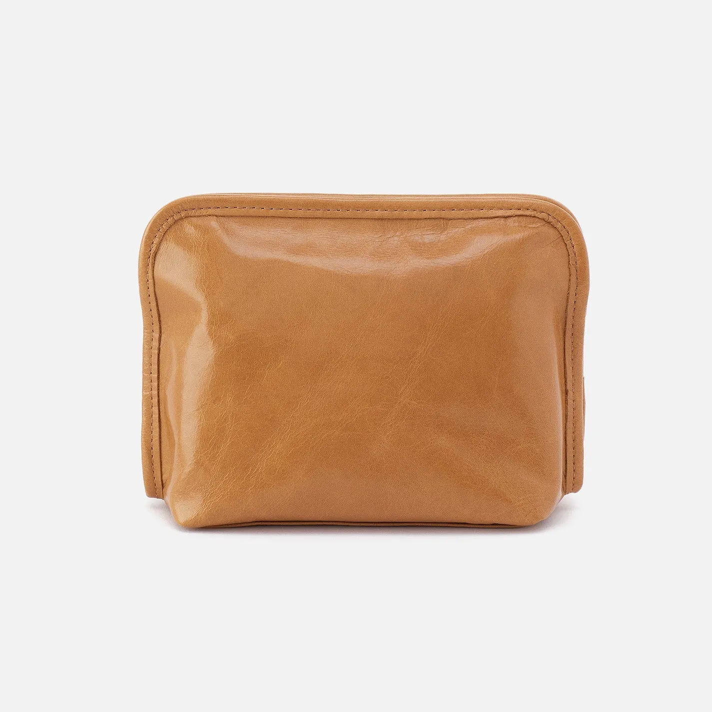 Beauty Cosmetic Pouch In Polished Leather - Natural