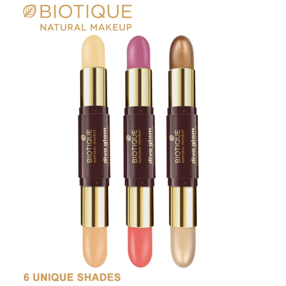 Biotique Natural Makeup Diva Glam Highlighter Duo Stick, Pop N Perk, 4g