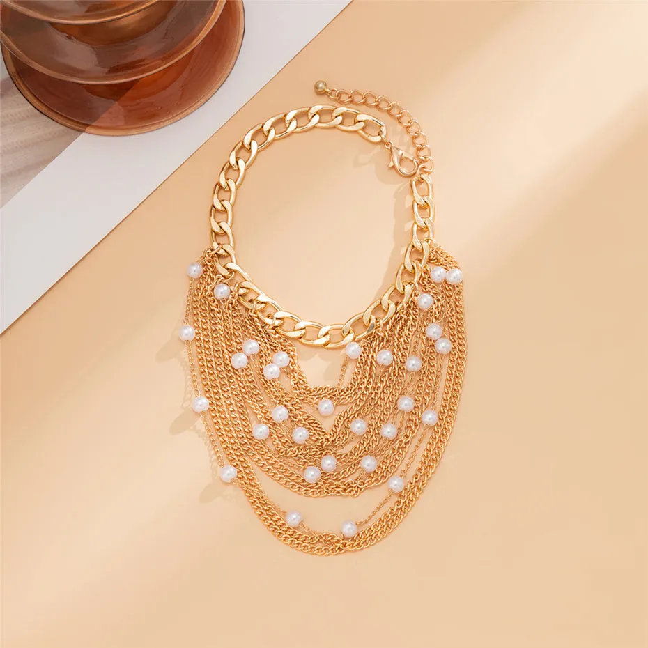 Boho Chic Tassel Pearl Anklet for Women
