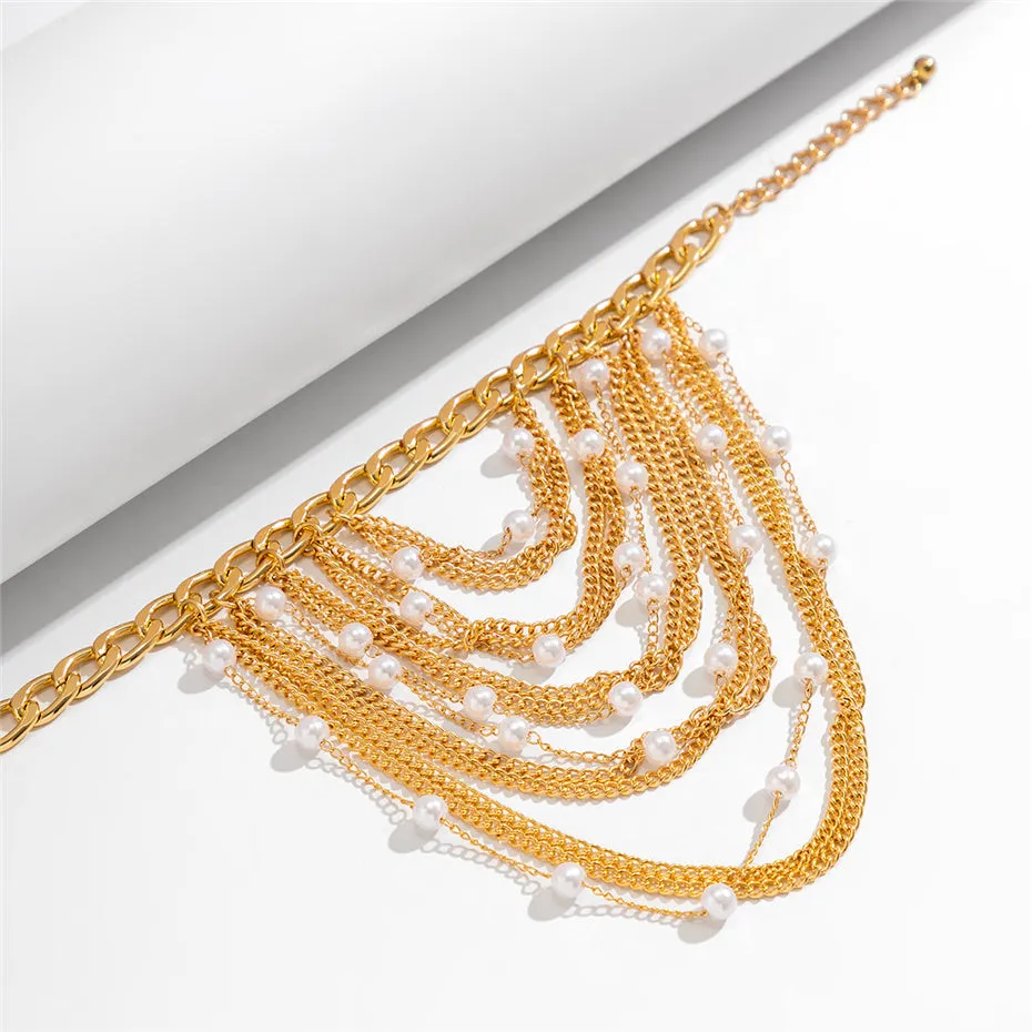 Boho Chic Tassel Pearl Anklet for Women