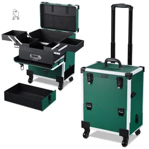 Byootique Rolling Makeup Case with Drawer & Trays Emerald Green