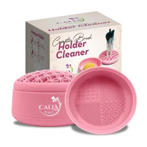 CallaBurst 3 in 1 Silicone Makeup Brush Cleaner - Make up Brush Cleaner Mat with Makeup Brush Drying Rack & Brush Organizer, Silicone Washing Tool Cleaning Bowl for Beauty Cosmetic Brushes (Pink)