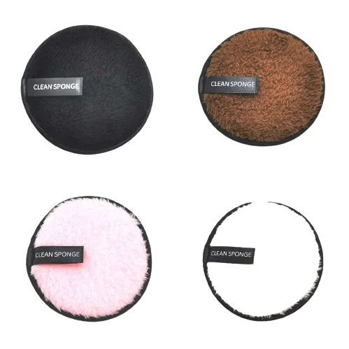 Combo - Dual Facial Cleaning Sponge - Black / Brown / Pink / White