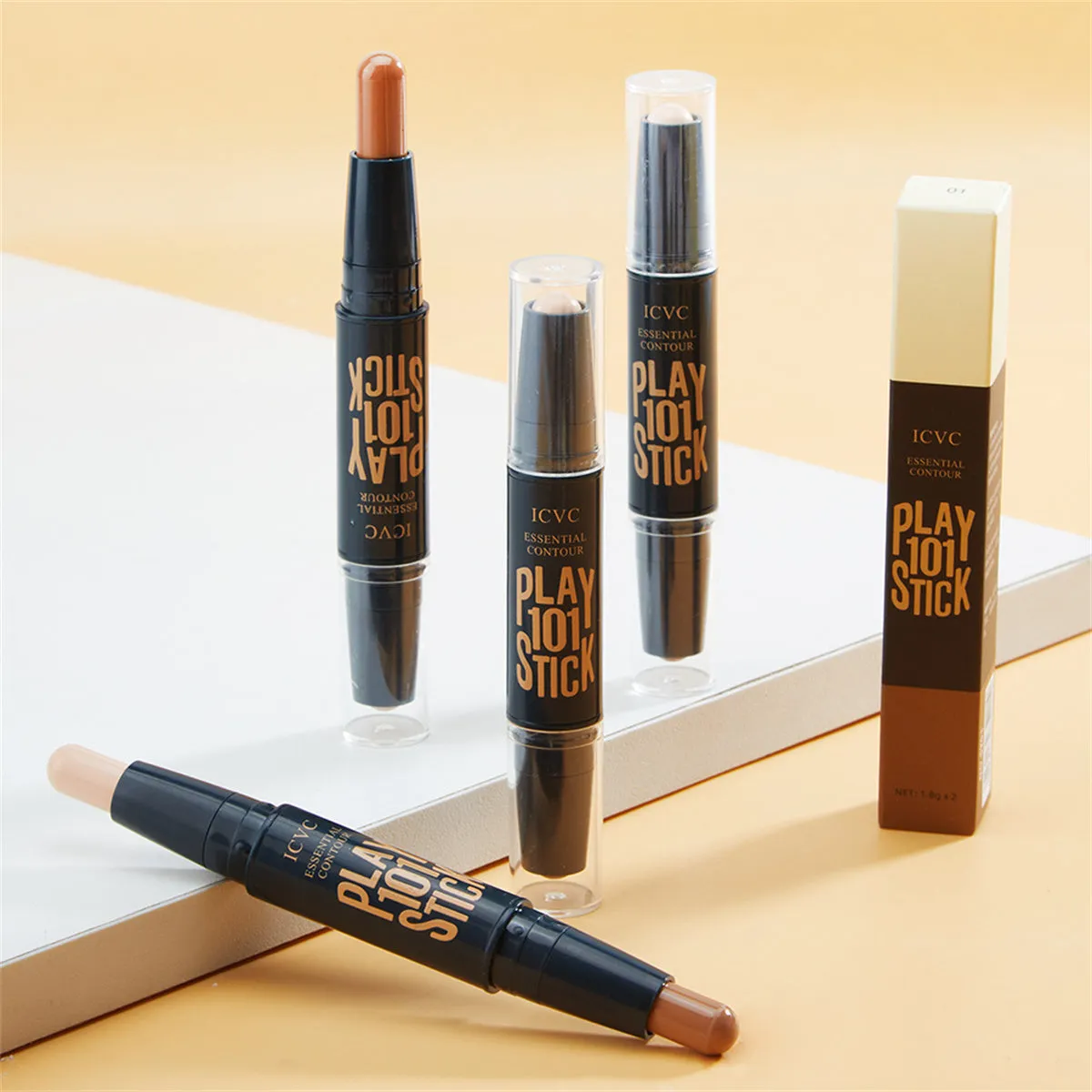 Double-headed Highlight Stick Makeup Concealer  & Contouring Stick 2PCS