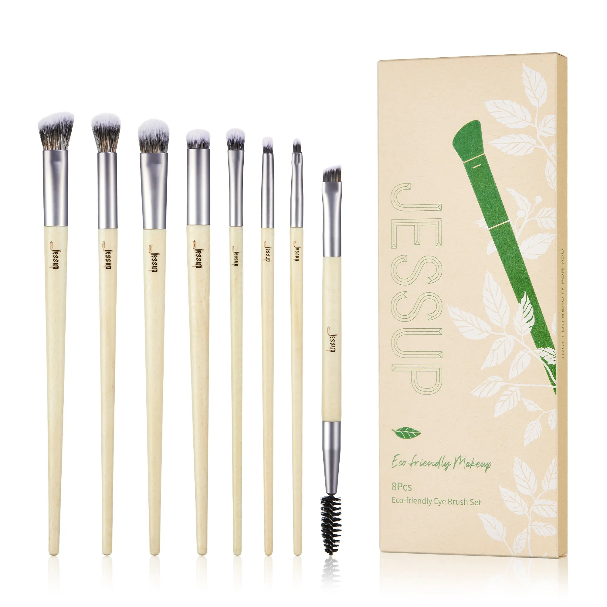 Eco-friendly Sustainable Eye and Brow Brush Set 8Pcs T328