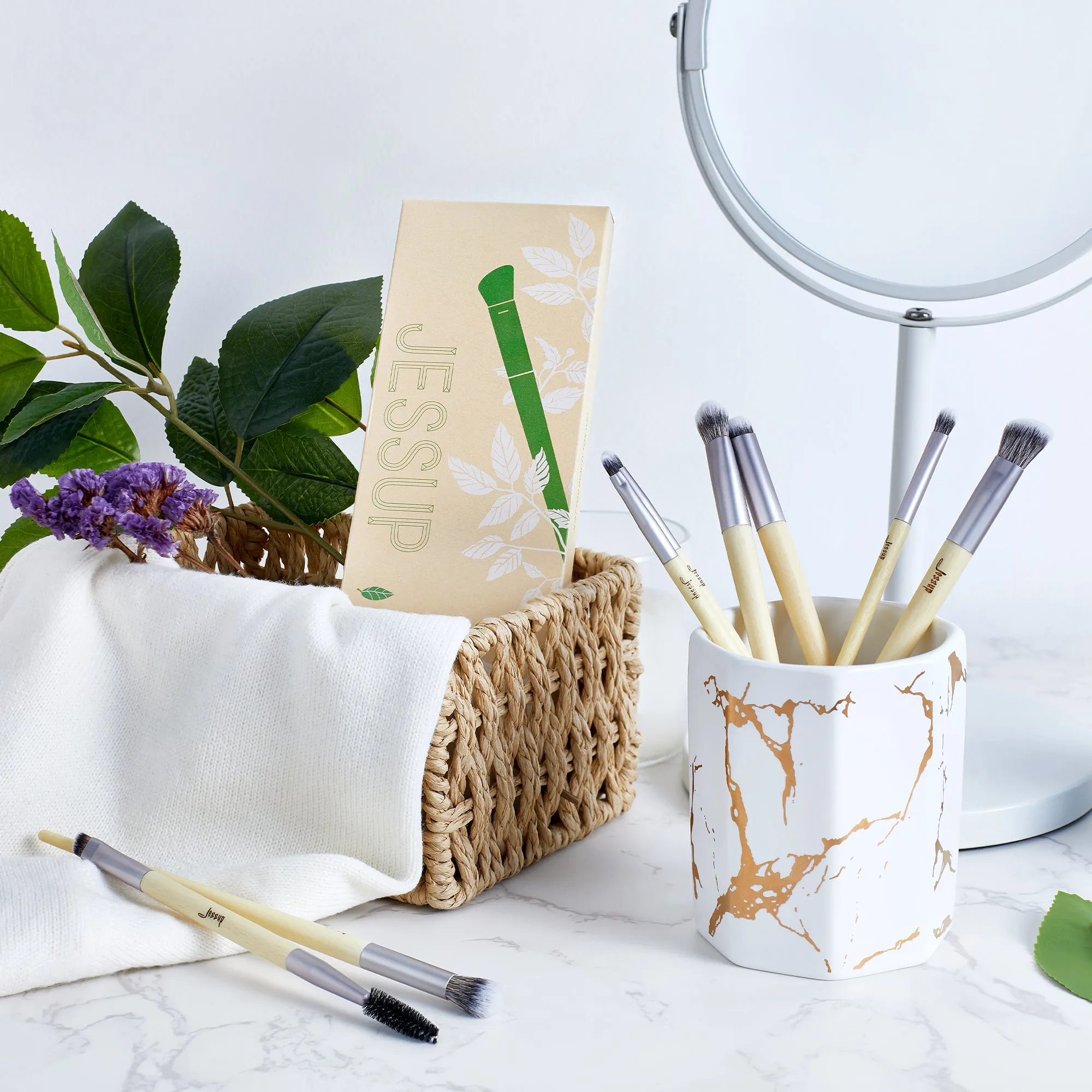 Eco-friendly Sustainable Eye and Brow Brush Set 8Pcs T328