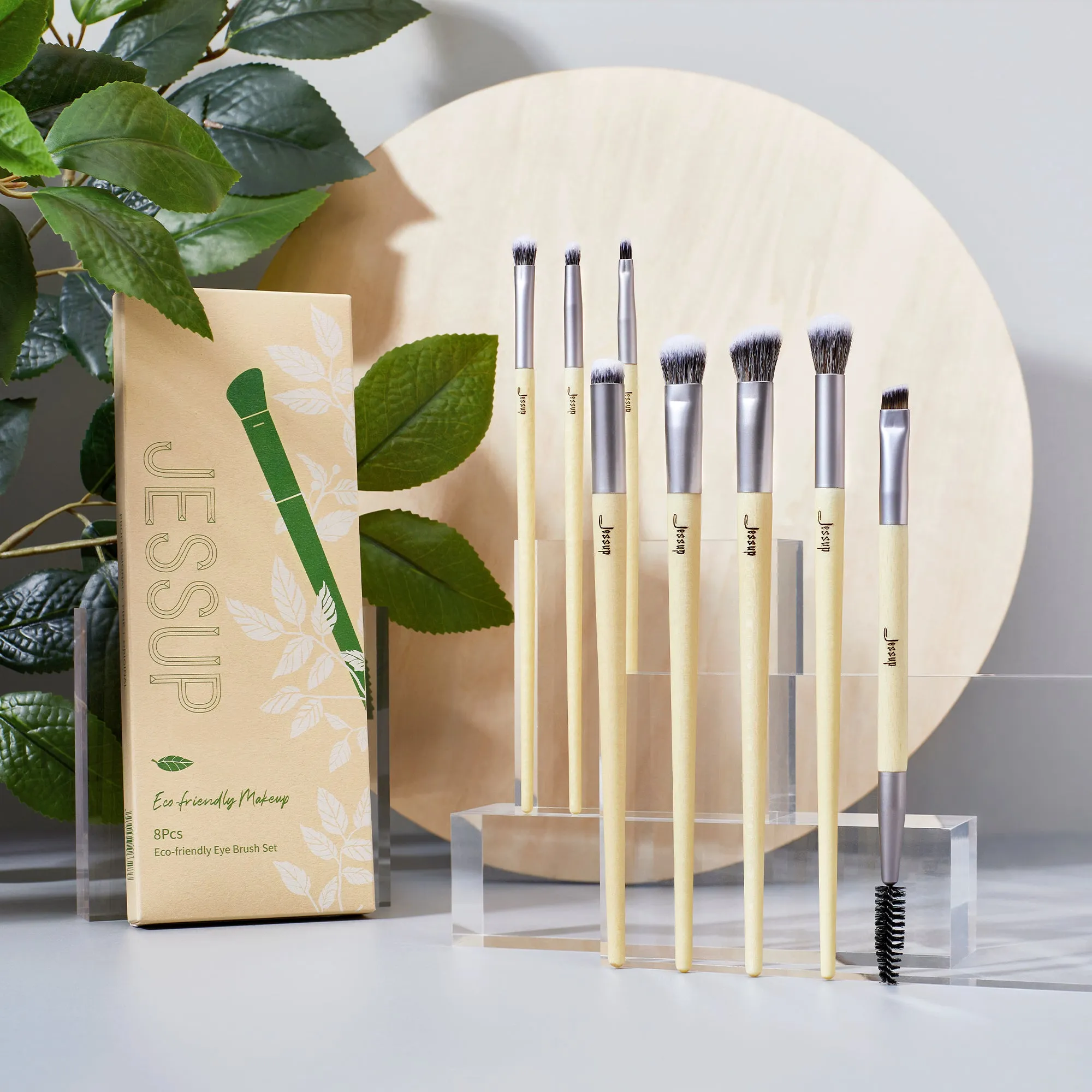Eco-friendly Sustainable Eye and Brow Brush Set 8Pcs T328