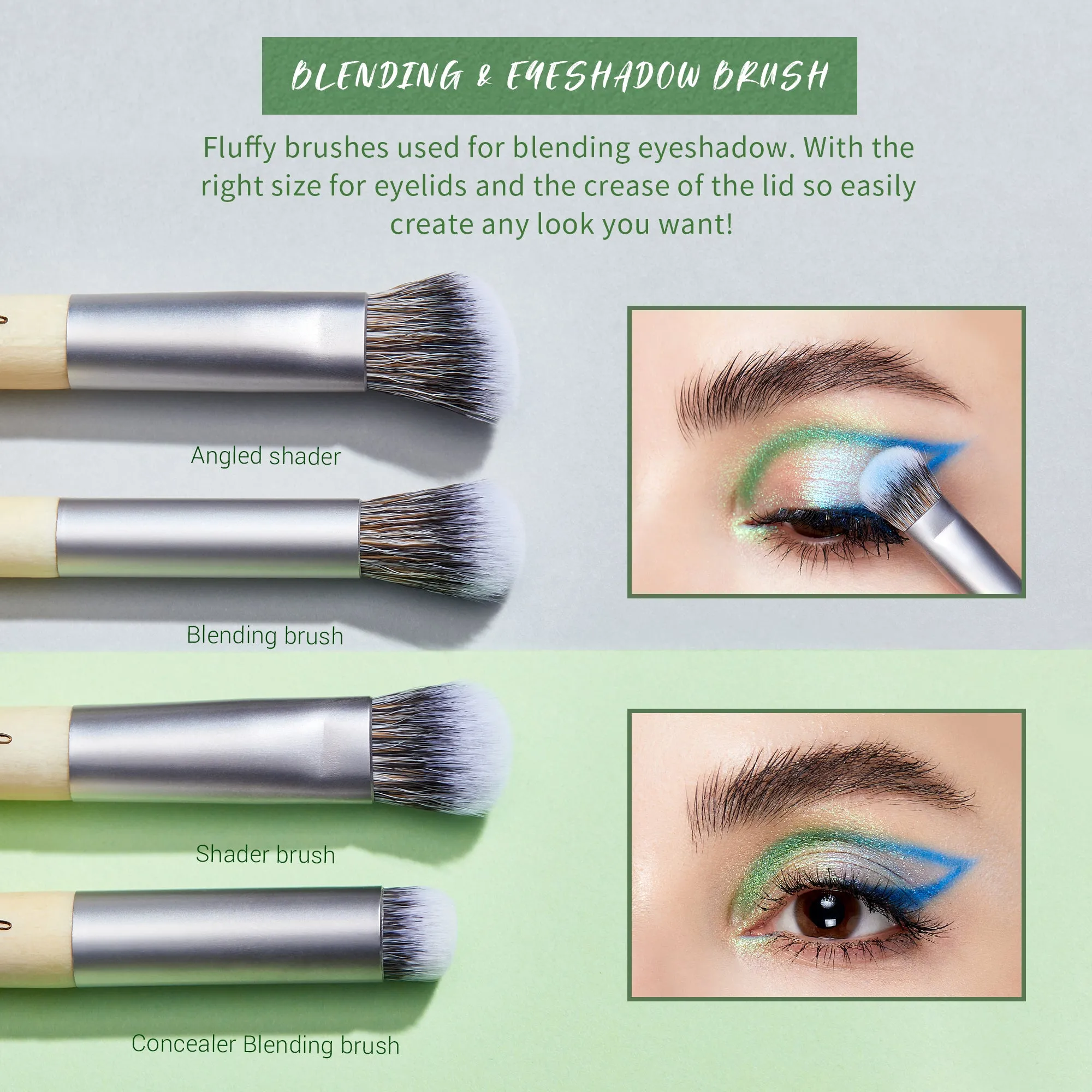 Eco-friendly Sustainable Eye and Brow Brush Set 8Pcs T328