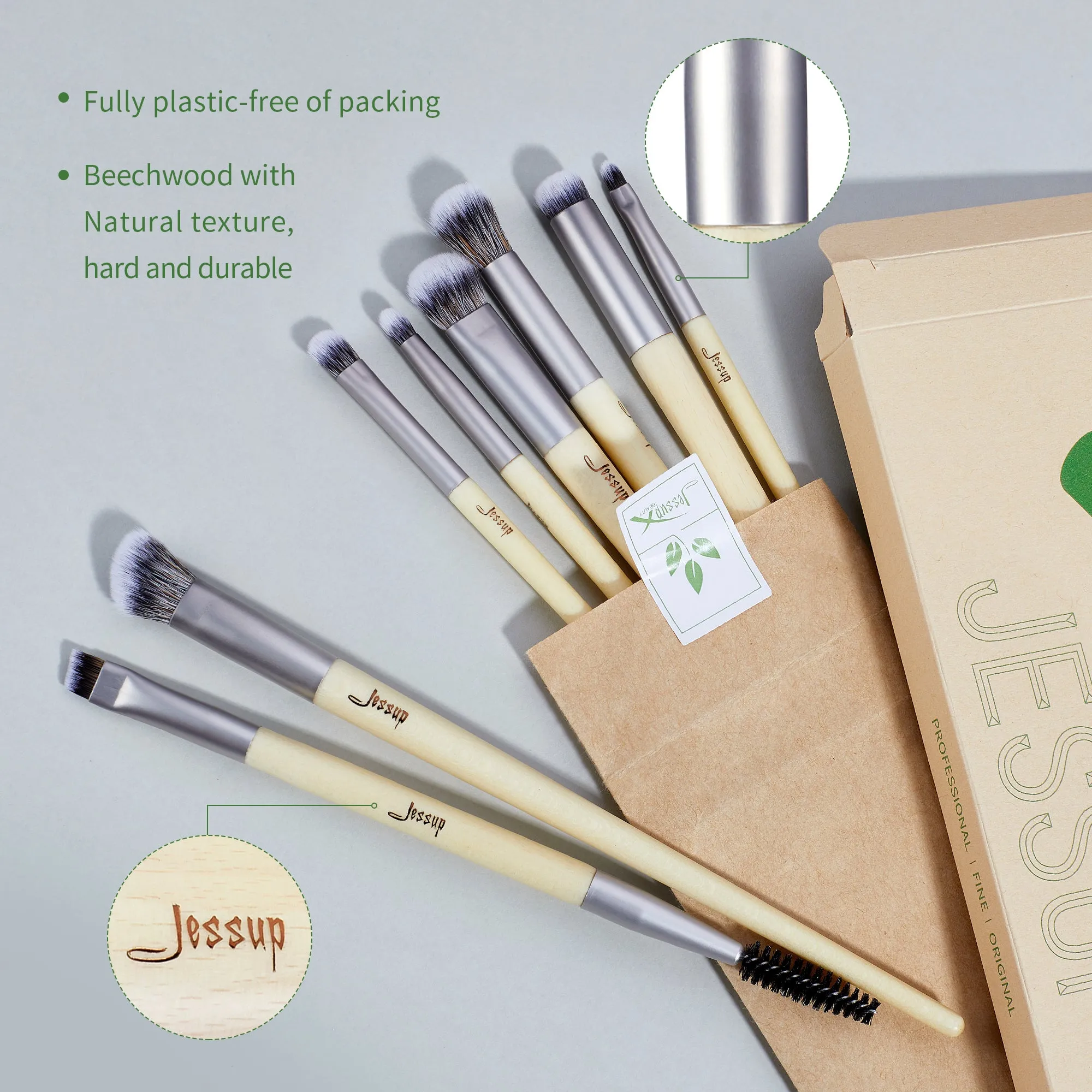 Eco-friendly Sustainable Eye and Brow Brush Set 8Pcs T328