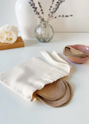 Face Pads & Pouch - Ecru/Brown Organic Cotton - 100% Cotton (organic) / 100 % Baumwolle (Bio)