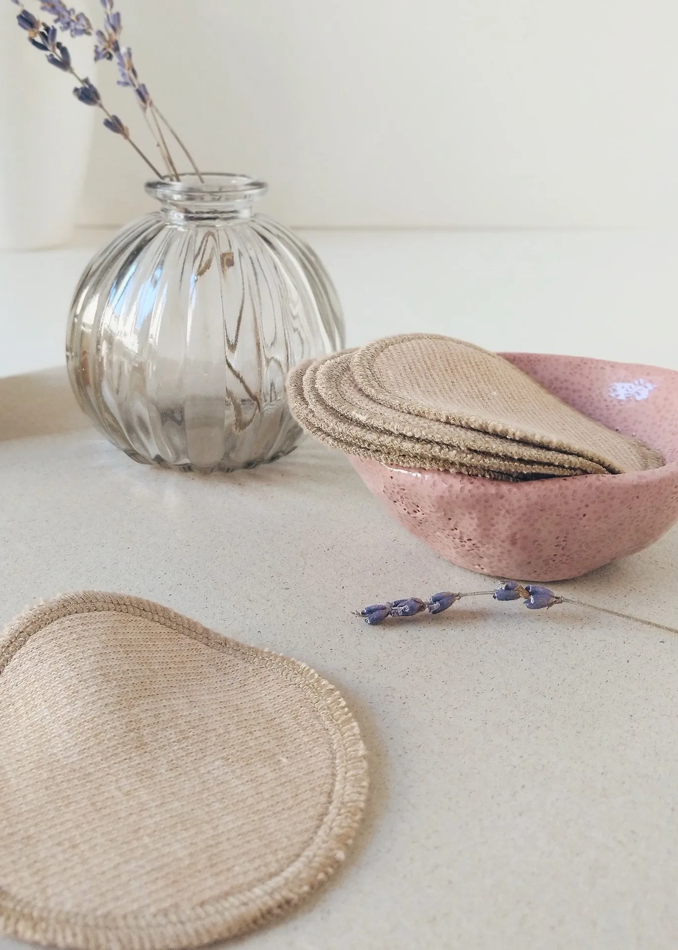 Face Pads & Pouch - Stripes/Brown Organic Cotton - 100% Cotton (organic) / 100 % Baumwolle (Bio)