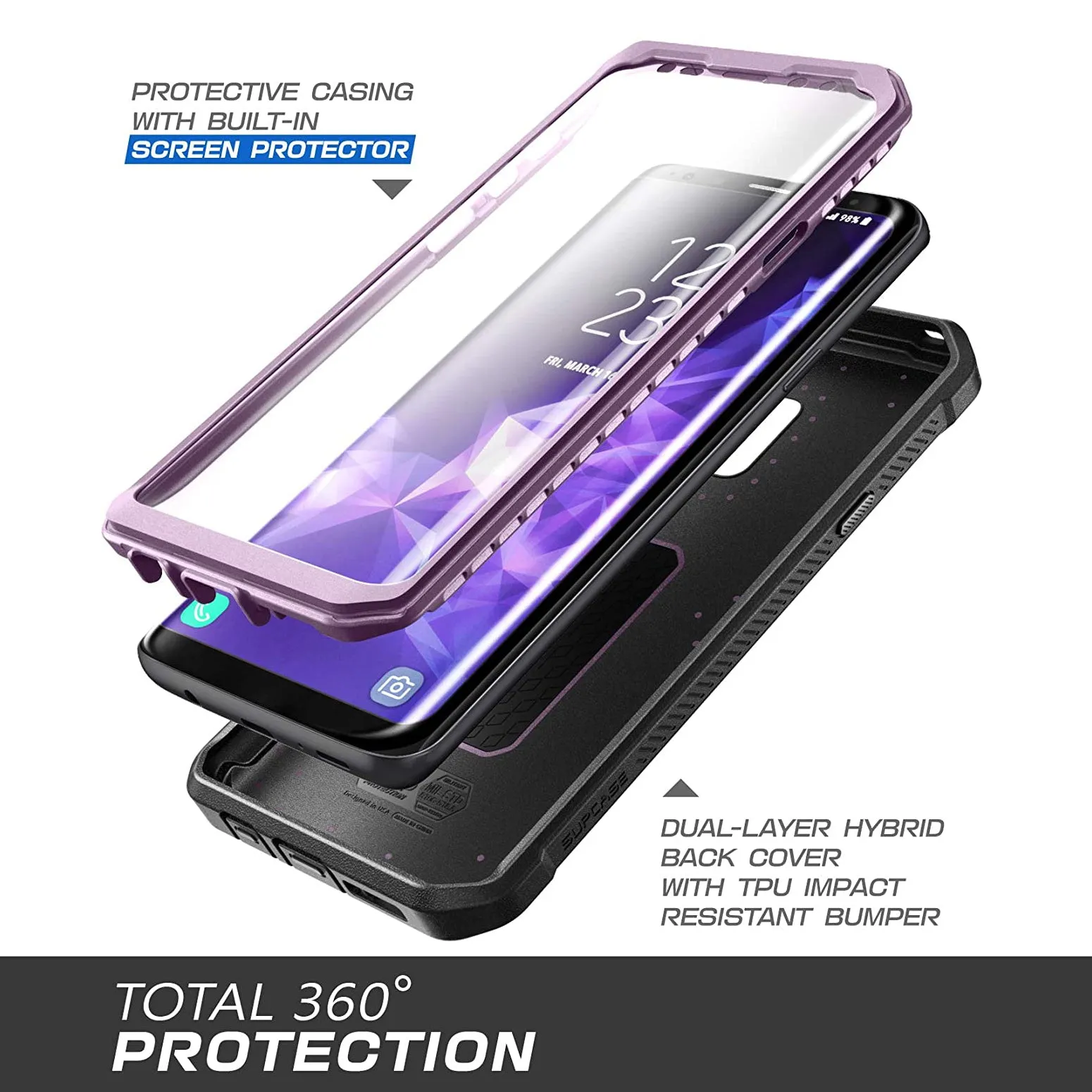 Galaxy S9 Plus Unicorn Beetle Pro Full Body Rugged Case-Metallic Purple
