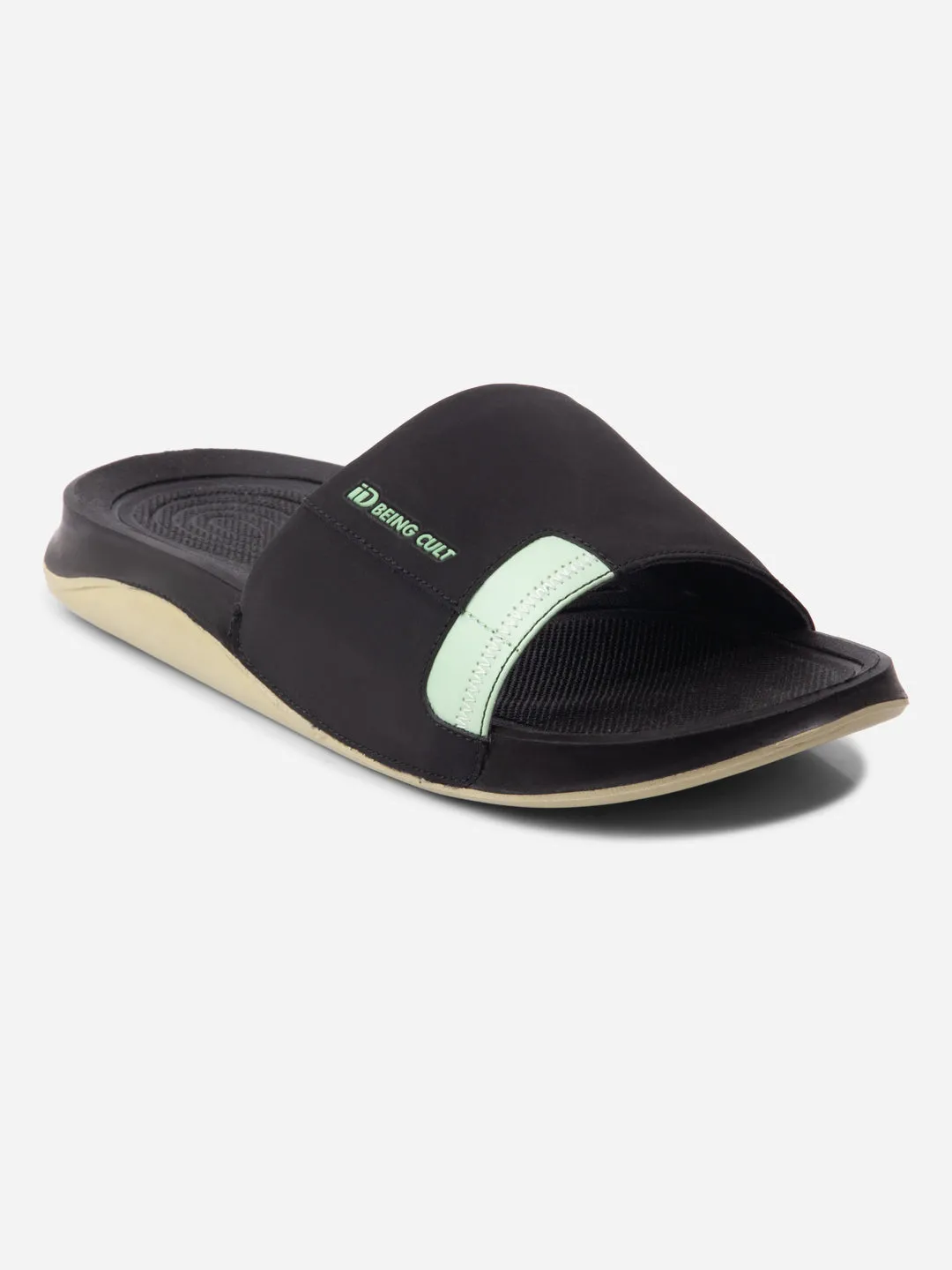 Men's Black/Green Active Graphic Printed Slider (IX5019)