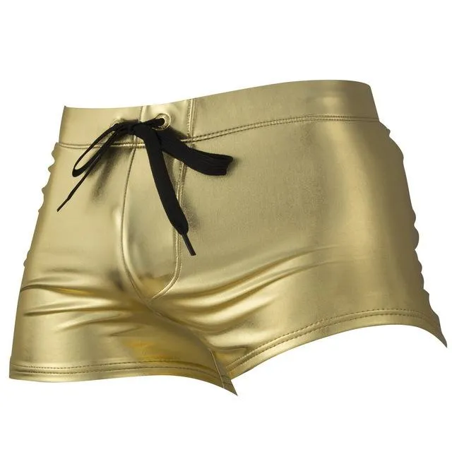 Metallic Square Cut Swim Trunks