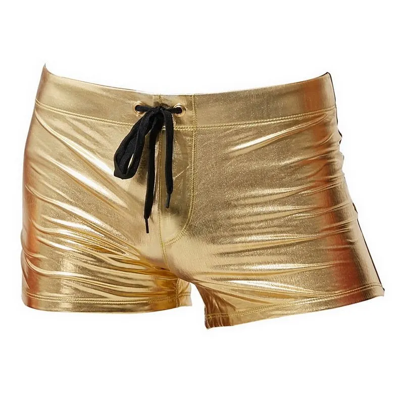 Metallic Square Cut Swim Trunks