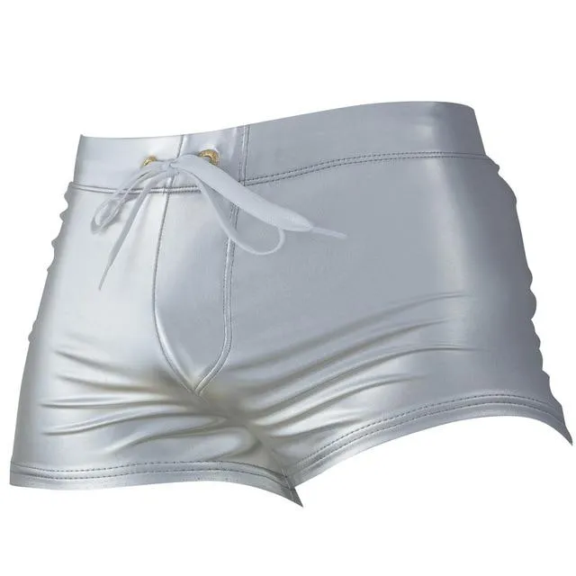 Metallic Square Cut Swim Trunks