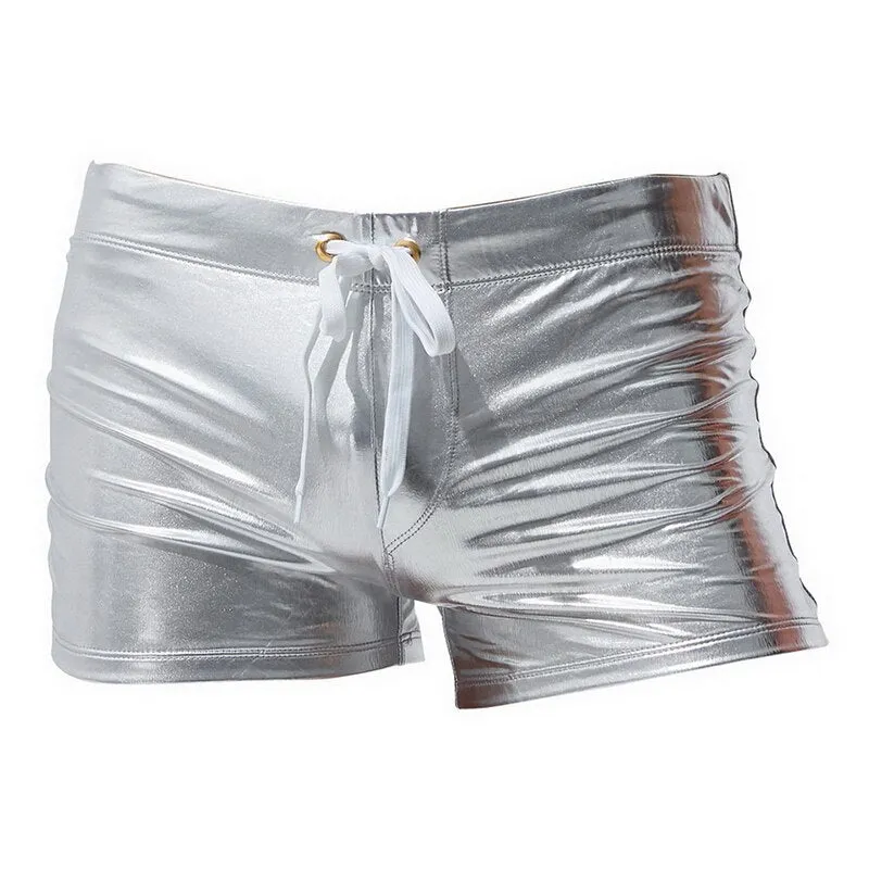 Metallic Square Cut Swim Trunks