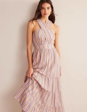 Metallic Stripe Maxi Dress-Metallic Multistripe