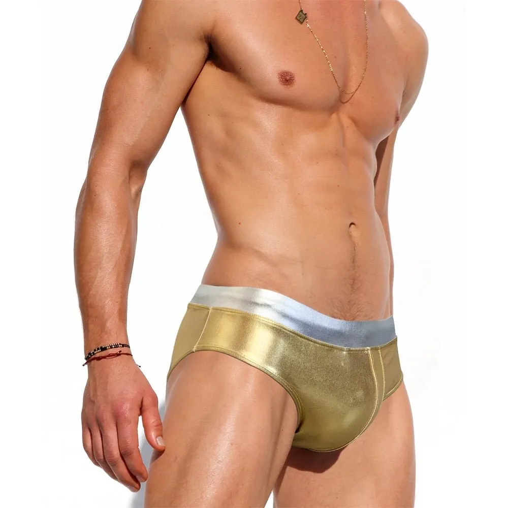 Metallic Two-toned Swim Briefs