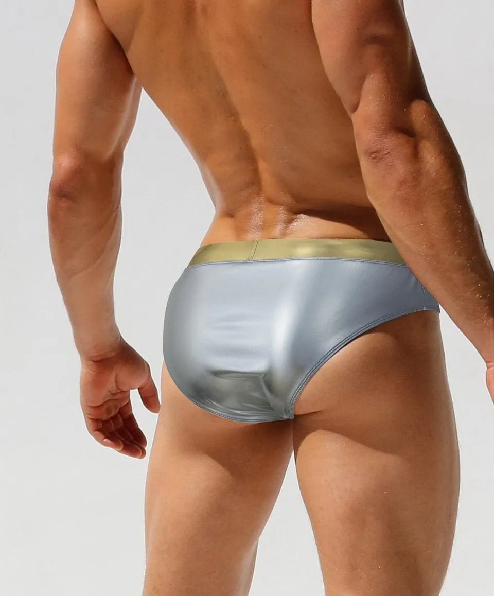 Metallic Two-toned Swim Briefs