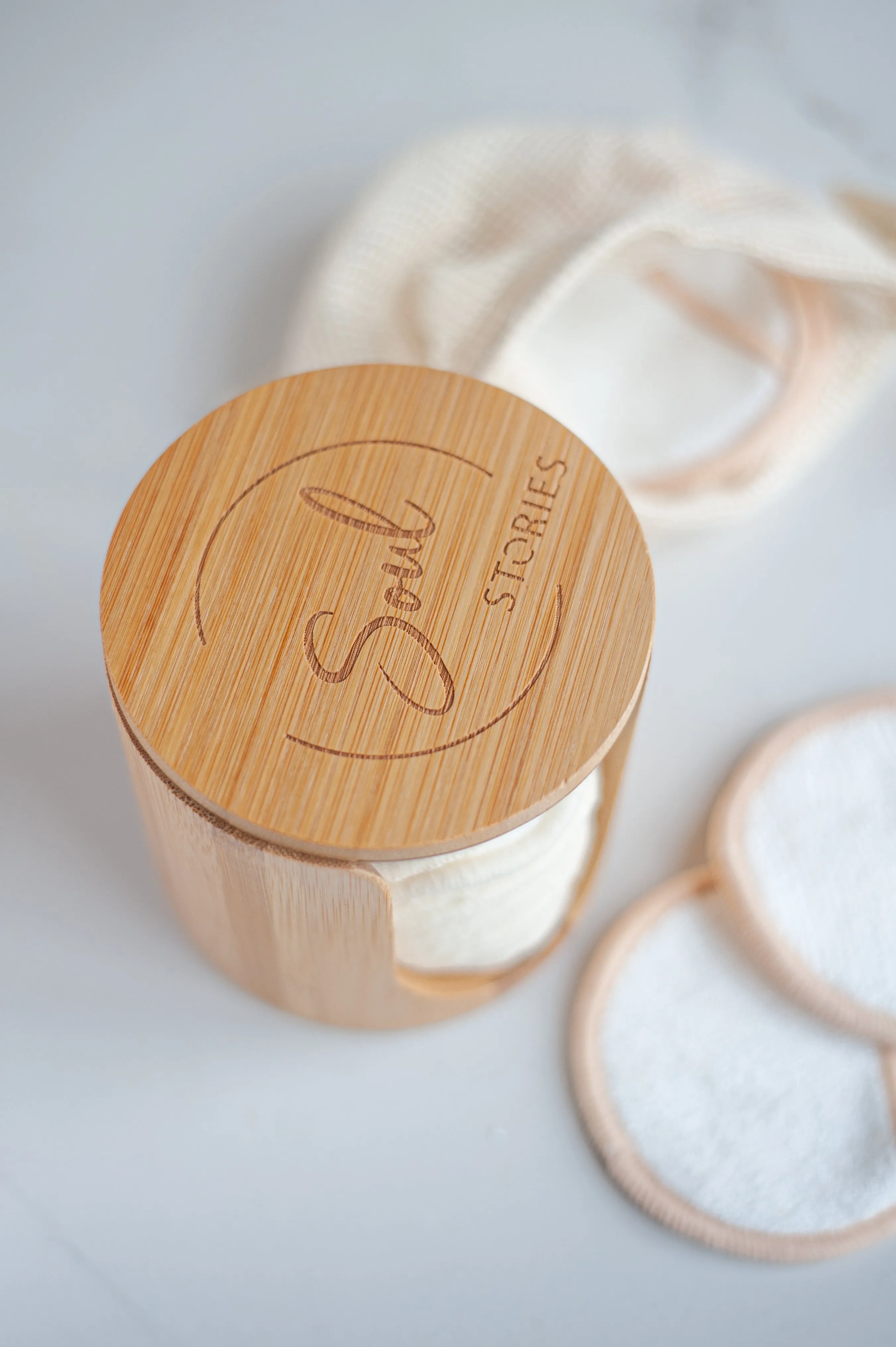 Micellar water   Reusable cotton pads in bamboo holder