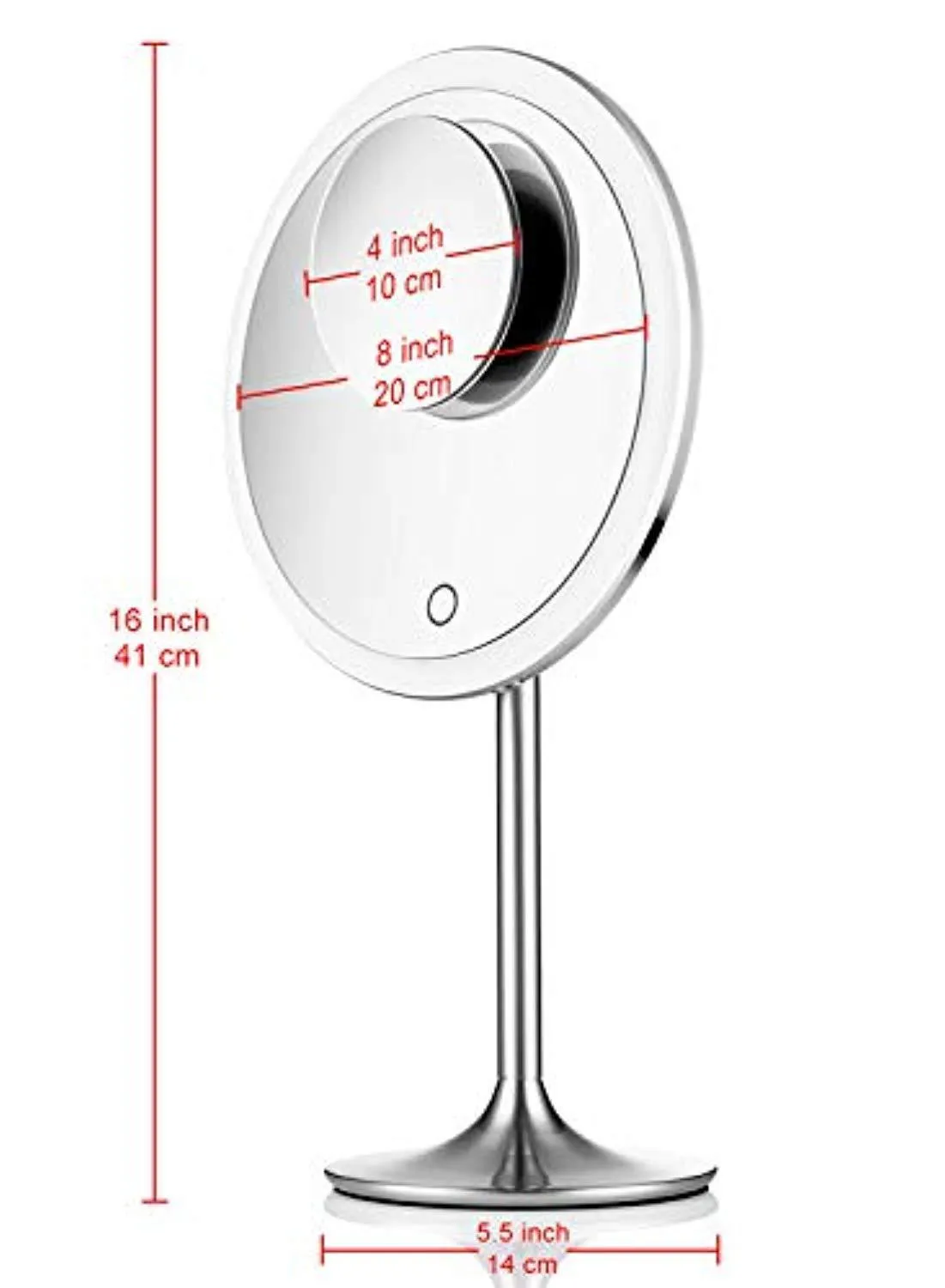 Miusco Lighted Makeup Vanity Mirror Pro, 5X   10X Magnification, Ultra Bright HD Lighting System, Rechargable & Cordless, Touch Activated, Brush Stainless Steel