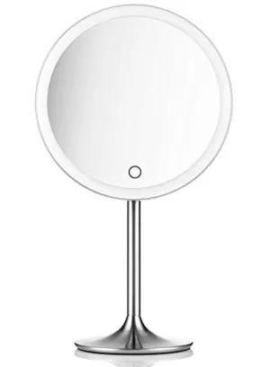 Miusco Lighted Makeup Vanity Mirror Pro, 5X   10X Magnification, Ultra Bright HD Lighting System, Rechargable & Cordless, Touch Activated, Brush Stainless Steel