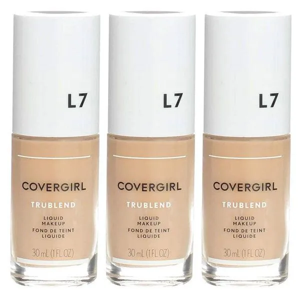 Pack of (3) COVERGIRL, truBlend Liquid Foundation Makeup, L7 Warm Beige, 1 oz