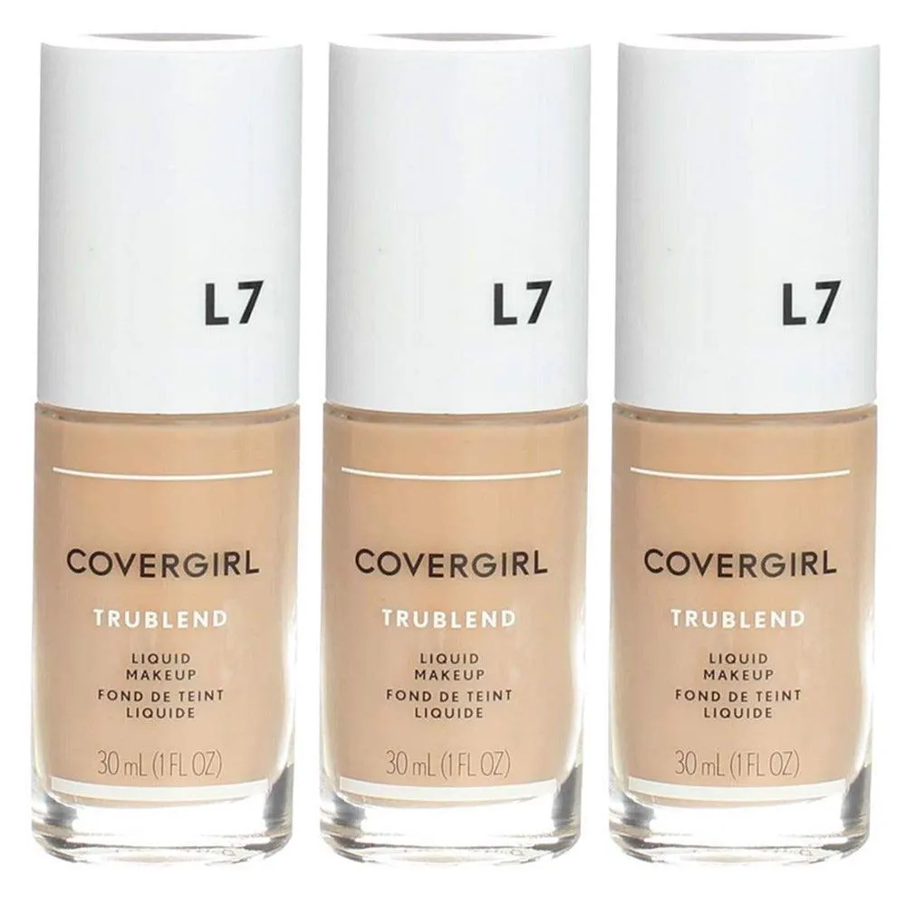 Pack of (3) COVERGIRL, truBlend Liquid Foundation Makeup, L7 Warm Beige, 1 oz