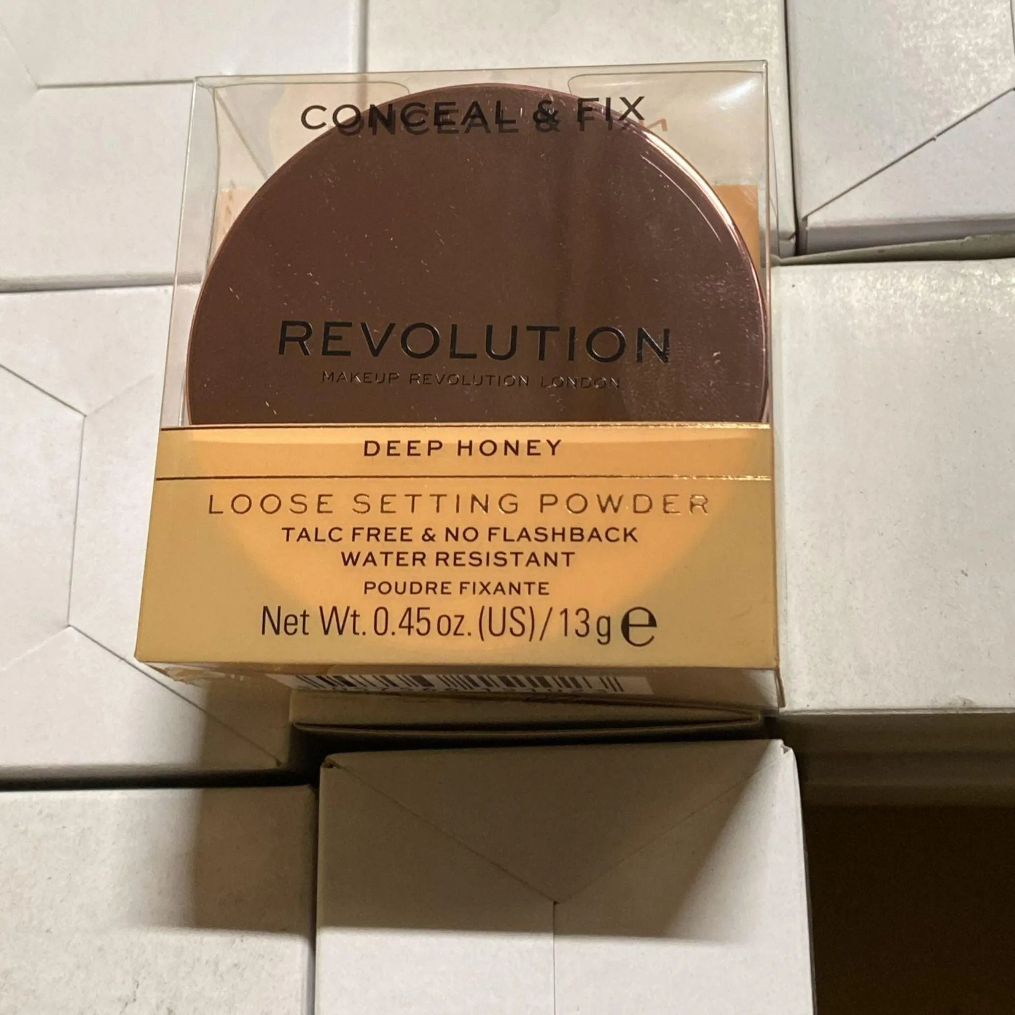 Revolution Conceal & Fix Deep Honey Loose Setting Powder Talc Free & No Flashback 0.45OZ F15 (30 Pcs Lot)