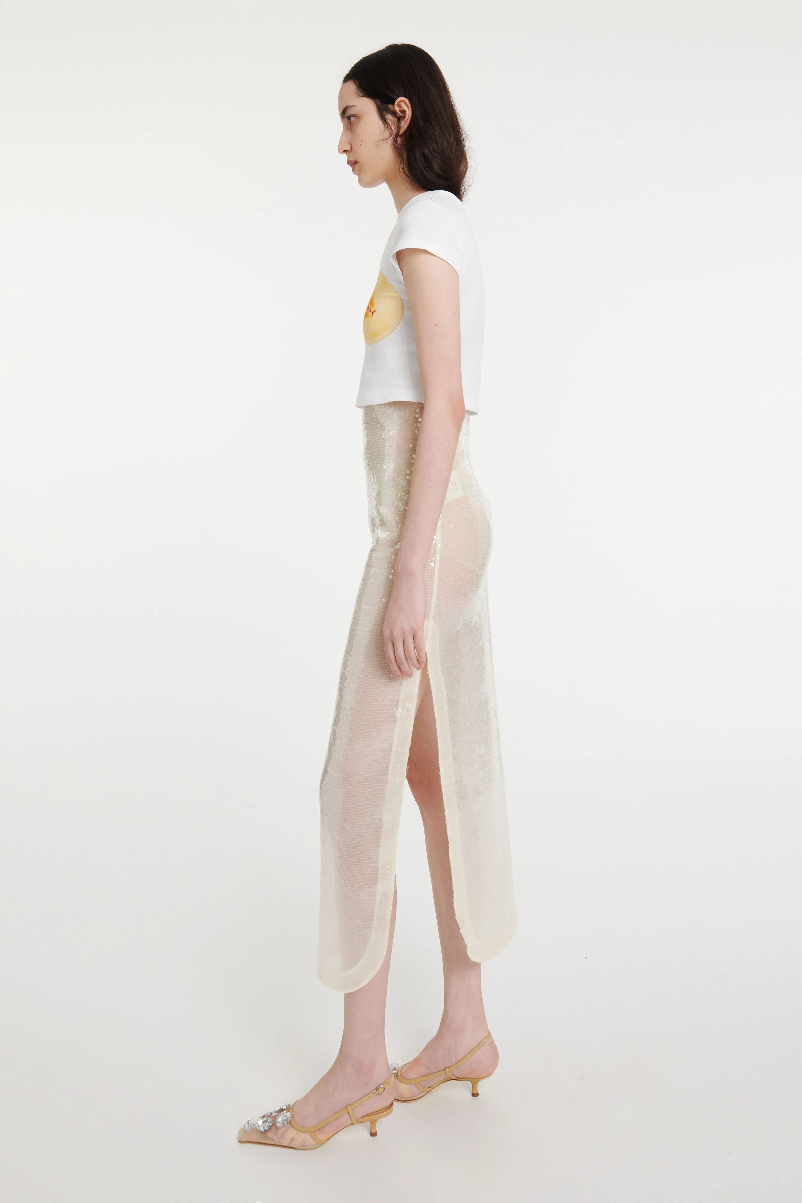 Sequined Skirt Ivory