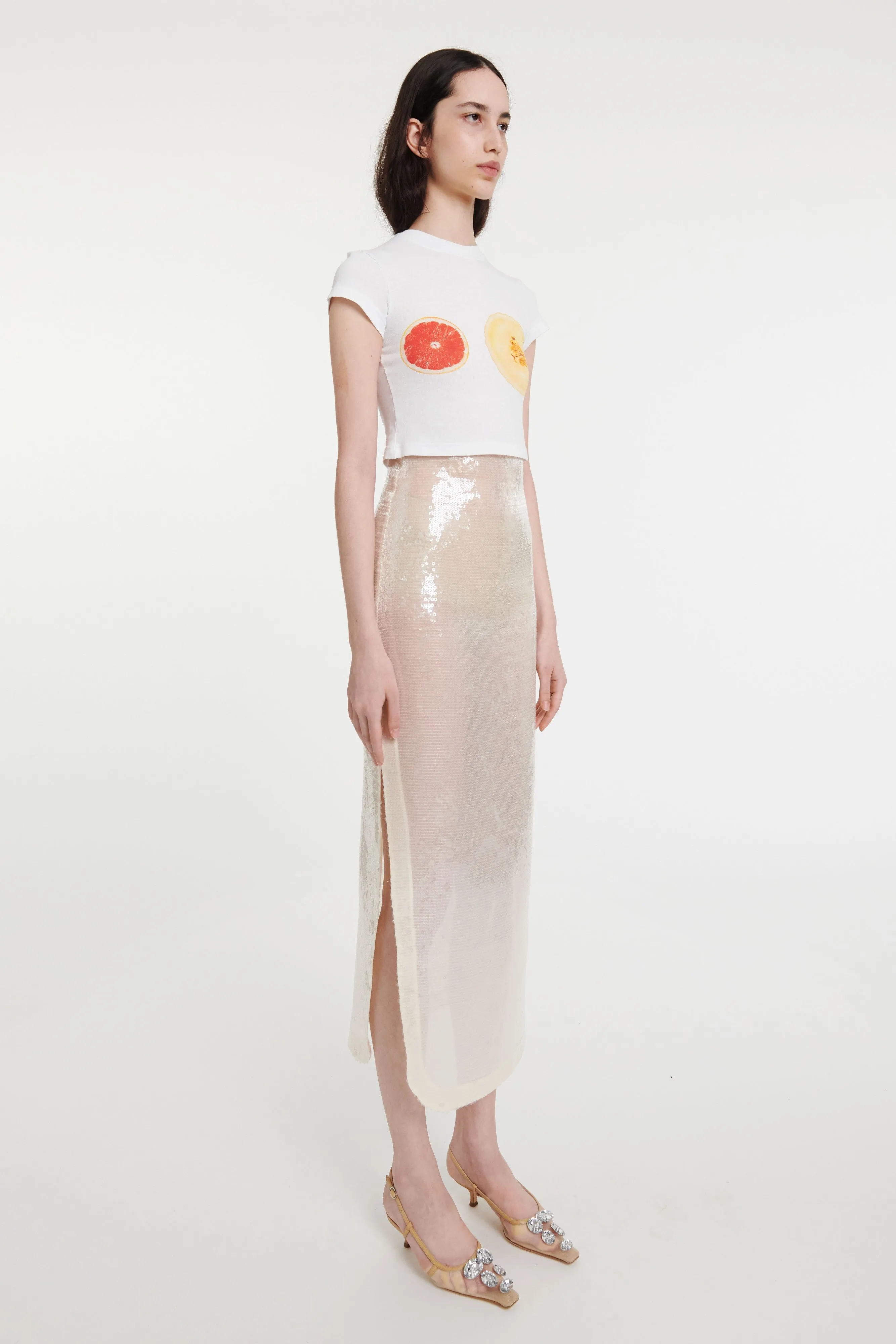 Sequined Skirt Ivory