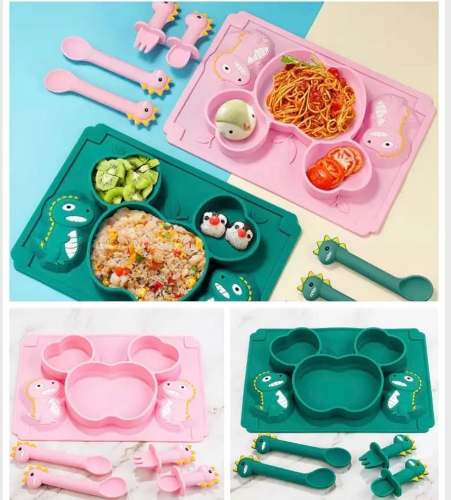 Silicone Feeding, Baby Silicone Feeding Set, Baby Bowl/Spoon and Fork Set/ Toddler Feeding Set/ BPA Free, Eco Friendly, Baby weaning cutlery