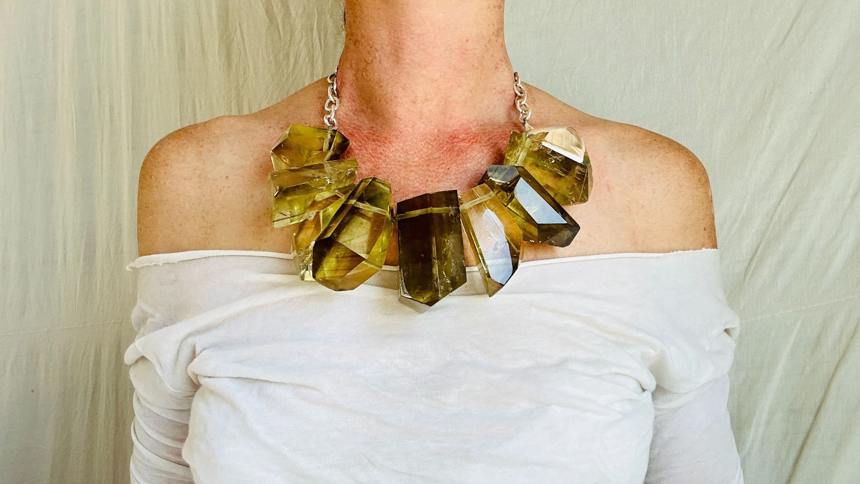 Smokey Citrine Necklace. Sterling Silver. 2519